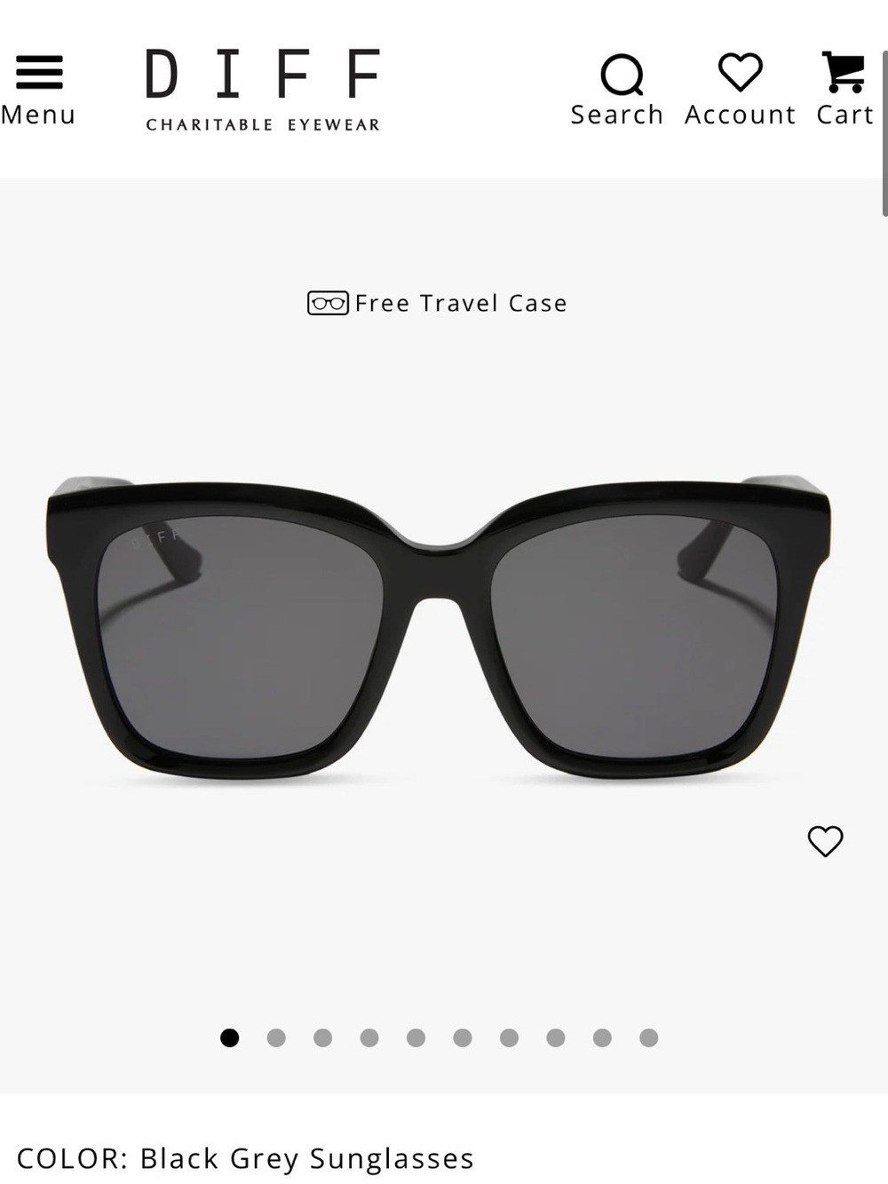 Diff Eyewear Black Frame Sunglasses with Grey Lenses